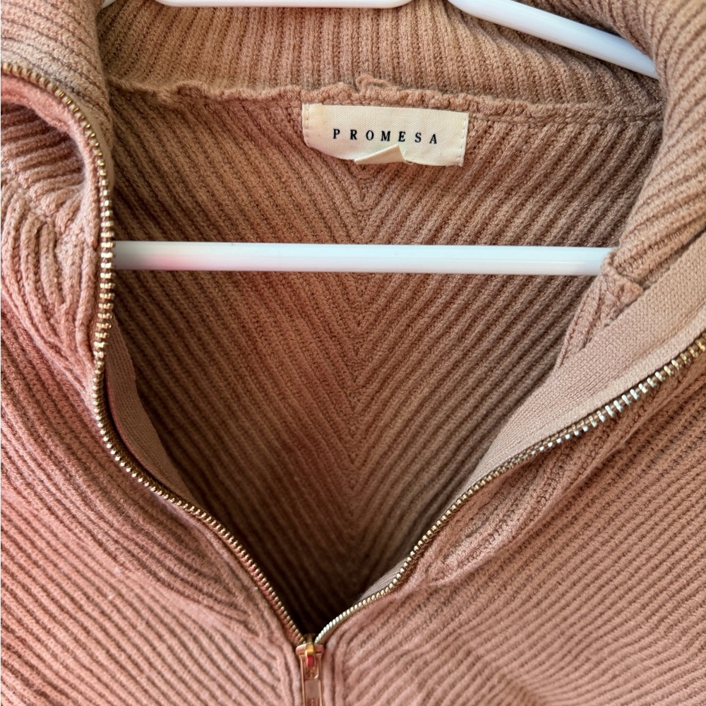 Promesa Taupe Ribbed Knit Jacket